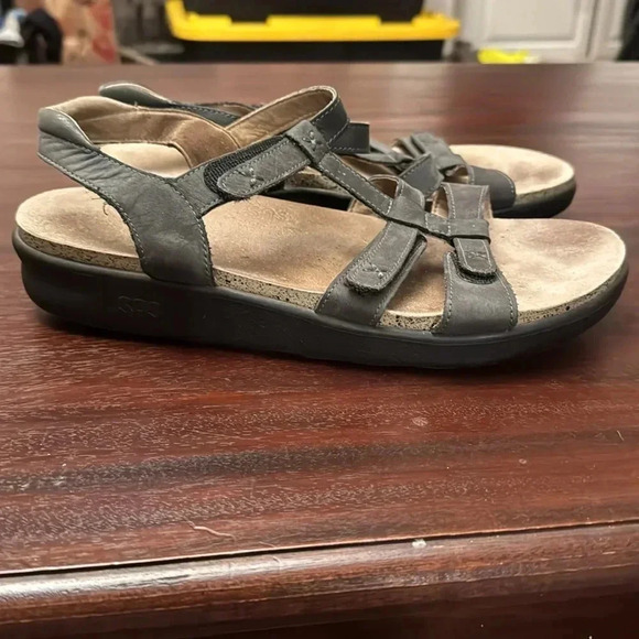SAS sorrento t-strap gray leather women’s sandals size 10M - Picture 2 of 6